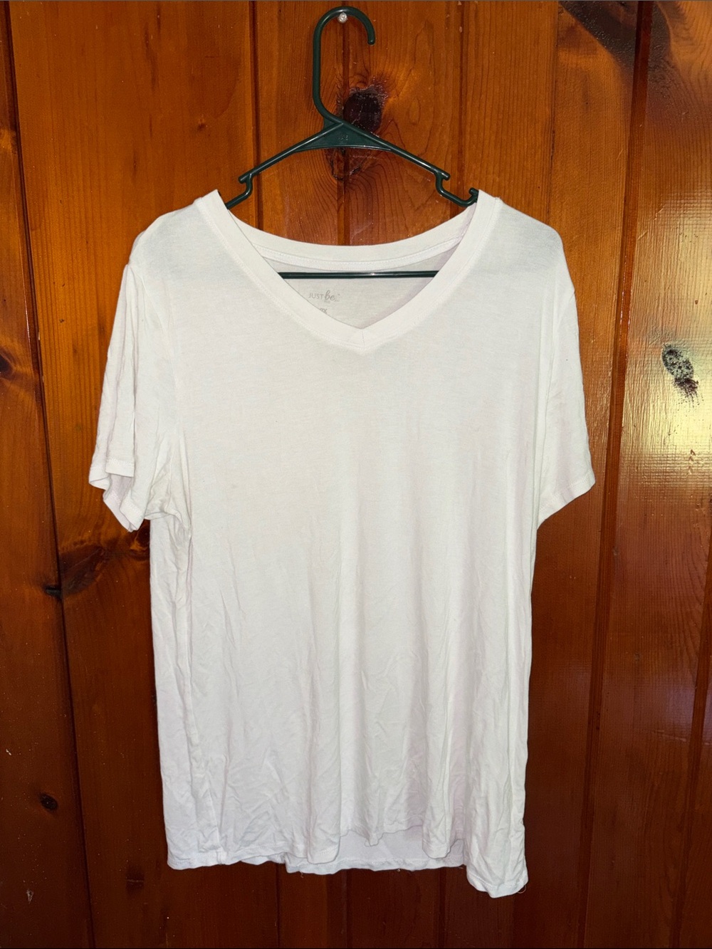 just be White V-Neck Short Sleeve Men’s Tee